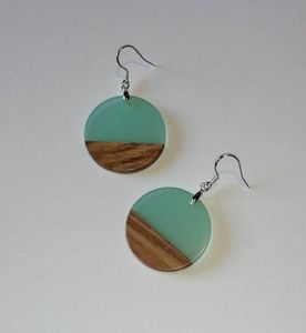 Elegant Handmade <b>Earrings</b> in Mango Wood and Resin with Intricate Swirl Carving and Color Variants Perfect Gift for Her - Product Image 6