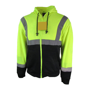 OEM personalizado de manga larga con cremallera Sudadera con capucha Hi Vis reflectante de seguridad de algodón polar impermeable de talla grande al aire libre de construcción sudaderas con capucha - Product Image 1