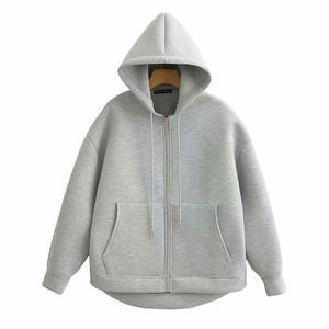 High Street Fashion Autumn <b>Winter</b> <b>Coat</b> Solid Loose Hoodie Embroidered Long Sleeve Casual Zipper Outwear Sweatshirt 100% Cotton - Product Image 4