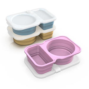 Boîte à condiments en silicone à double compartiment avec couvercle pliable, portable, capacité 301-500 ml, récipient à collation, boîte à sauce compartimentée - Product Image 6