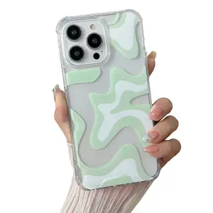 Sıcak satış Imd dalga sanat kadın Tpu Shockprooff Bling cep telefonu kılıfları Pc malzeme sevimli telefon Iphone için kılıf 15 Pro