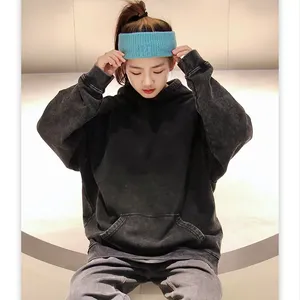 Sweat-shirt à capuche pour homme, coupe classique moderne, délavé à l'acide, avec une texture douce en coton 100% tendance et respirant, séchage rapide - Product Image 4