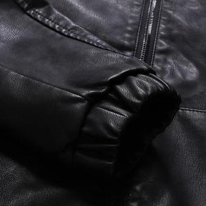 2024 Autumn Winter Men's Punk Leather Coat Stand Collar Motorcycle Jacket for Teenagers Canvas <b>Fabric</b> - Product Image 4