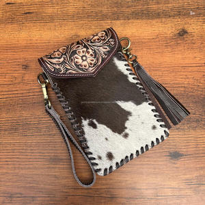 New Hand Tooled <b>Leather</b> Wristlet Crossbody Mobile Bag Cowhide <b>Leather</b> Cellphone Holster <b>Pouch</b> Bag Waist <b>Belt</b> Clip Case for Women - Product Image 3