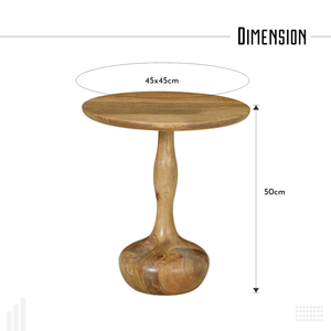 Mango Wood Solid Wood Modern Natural Finish Side <b>Table</b> Set for <b>Small</b> Apartment Bedroom Living Room Sofa Use - Product Image 4