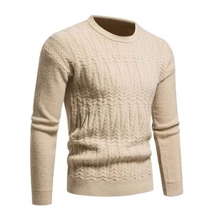 100% Cotton Men's <b>Pullover</b> <b>Sweaters</b> OEM Custom Made Front Logo Anti-Shrink Breathable Long Sleeve Winter Knitwear - Product Image 4