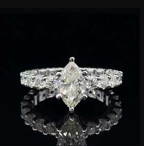 แหวนหมั้นเพชรโมอิสเพชรสีขาวและเพชร14K แหวนแต่งงานเพชรมอยส์ซอไนต์เงินสเตอร์ลิง - Product Image 1