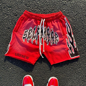 Short de jogging vintage pour homme, vêtements de sport d'été à logo imprimé personnalisé, lavage à la pierre vierge, délavé au soleil, lavage à l'acide en détresse - Product Image 1