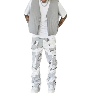 Pantalones Cargo Casuales de Lona Recta para Hombre, Estilo Camuflaje, Cintura Media, 6 Bolsillos, 100% Algodón, Venta al Por Mayor 2025 - Product Image 3