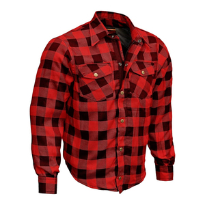 Camisa Protectora de Motociclista Personalizada para Hombre y Mujer, Reforzada con Fibra de Aramida, Roja y Negra, Alto Rendimiento, 210GSM, Algodón Ignífugo - Product Image 2
