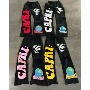 Impression de lettres américaines personnalisée street high street sweatpants high street ins trendy brand washed couple loose men's pants - Product Image 1