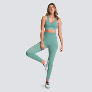 Conjunto de entrenamiento de gimnasio de 2 piezas personalizado para mujer, sujetador y mallas de Yoga ajustados para Fitness, patrón sólido, conjunto de seguimiento de Fitness sin costuras - Product Image 6
