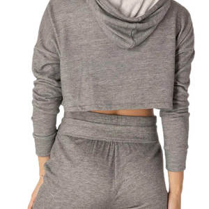 เสื้อฮู้ดครอปท็อปสีพื้นสำหรับผู้หญิง ฤดูหนาว ปี 2025 |   เสื้อสเวตเชิ้ตแขนยาวผ้าฝ้าย 100% แบบสั้น |   แฟชั่นลำลองแบบครอป - Product Image 6