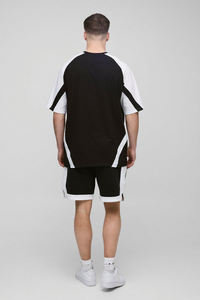 Vêtements décontractés Ensembles shorts et t-shirts 100% coton Double couleur Logo personnalisé Ensemble jumeau surdimensionné pour hommes - Product Image 2