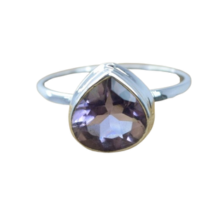 Anillo clásico de plata maciza 925, joyería para mujer, Plata de Ley 925, amatista, piedras preciosas, estilo bohemio, anillo hecho a mano, regalo para mamá - Product Image 1