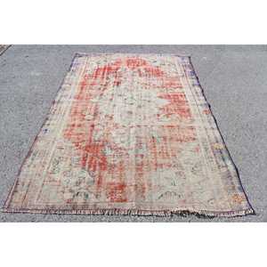 Tapis turc vintage, tapis de 5,4 x 8 pieds, grand tapis camouflage rouge - Product Image 1