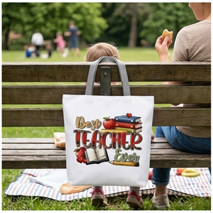 Bolsa de tela con diseño de mejor profesor, reutilizable, para compras, regalo divertido para el aula, uso diario, 27x37cm - Product Image 4