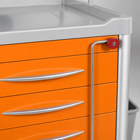 Chariot d'urgence médical moderne en plastique, chariot de soins multicolore pour hôpital, chariot de traitement à 5 tiroirs pour USI, clinique, salle de sport, avec poteau porte-perfusion