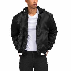 Negro sobre tamaños elegante satén hecho a medida Lettermen chaqueta, alta calidad Hip Hop estilo hombres satén poliéster Varsity chaqueta - Product Image 1