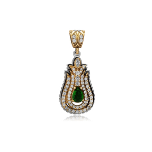 Grandbazaar เครื่องประดับตุรกีออตโตมันดีไซน์แท้จี้หินสีเงินมรกต CZ ขายส่ง - Product Image 1
