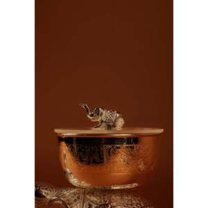 Elefante Decorativo Oriental Hecho a Mano con Baño de Plata Alemana y Diseño Tallado con Cuenco - Product Image 2