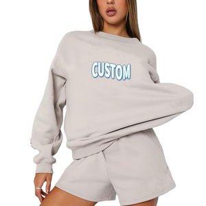 Biểu Tượng Tùy Chỉnh Mùa Đông Rắn Phụ Nữ Giản Dị 2 Mảnh Đan Áo Nỉ Quần Short Thường Xuyên Phù Hợp Với Áo Bộ Ngắn - Product Image 1