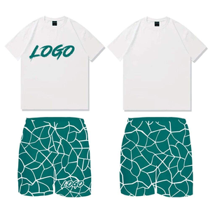 T-shirts en coton personnalisés et shorts en maille Ensemble décontracté pour hommes en deux pièces Shorts vintage d'été - Product Image 6