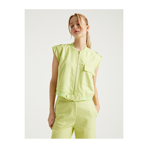 Chaleco de viscosa para mujer BGN con cremallera detallada y modelo EPAULET S23Y084 - Product Image 3