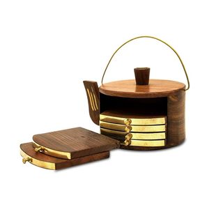 Sous-verre en bois conçu à la main pour bouilloire à thé sous-verre personnalisé sans bois de l'Inde - Product Image 1