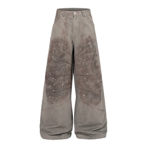 <span class=keywords><strong>Jean</strong></span> en denim <span class=keywords><strong>d</strong></span>élavé vintage coupe <span class=keywords><strong>d</strong></span>écontractée à jambes croisées, style streetwear hip-hop, <span class=keywords><strong>jean</strong></span> épais – Fournisseur populaire - Product Image 1