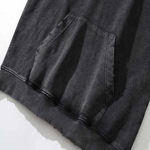 OEM Personalizado Hombres Puff Imprimir 500 GSM Vintage Acid Wash Hoodie Set Sun Faded - Product Image 4