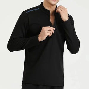 Camisas de los hombres de manga larga cuarto cremallera atlética Fitness camiseta al por mayor hombres gimnasio deporte Camiseta camiseta para hombres - Product Image 6