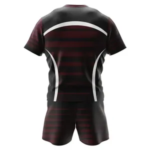 Vêtements de rugby pour hommes de haute qualité, logo personnalisé imprimé, impression sérigraphique OEM, antibactérien, uniformes 100% polyester - Product Image 3