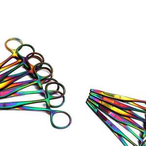 Pinces hémostatiques Kelly multicolores arc-en-ciel, 5 pouces, droites et courbées, en acier inoxydable, manuelles, certifiées CE, instruments de classe I - Product Image 5