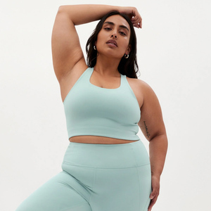 Soutien-gorge de sport grande taille pour femme avec logo frontal, respirant, en élasthanne/nylon, bretelles réglables et convertibles pour le yoga et la gym - Product Image 5