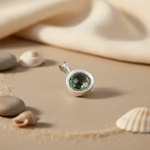 925 Silver Green Amethyst Pendant for Women Handmade Gemstone Jewelry Rose <b>Gold</b> Emerald Cut Diamond Cartoon Pattern <b>Number</b> Charm - Product Image 2