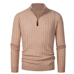 Fall Winter <b>Thermal</b> Zip up <b>Top</b> European Style Thickened Casual Pullover <b>Men's</b> Heavyweight Knit Sweater - Product Image 6