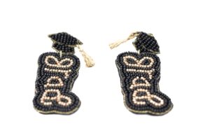 Boucles d'oreilles perlées GRAD à la mode pour femmes 2024 Lycée Collège Graduation Déclaration Lettres Bois Gland Mariages Autre Mariage - Product Image 5