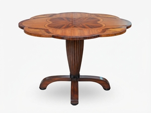 <b>Round</b> Rosewood <b>Solid</b> <b>Wood</b> Fluted Pedestal Base 4-Seater <b>Dining</b> <b>Table</b> Brown Traditional for Home Hotel <b>Dining</b> Room - Product Image 2