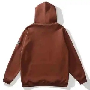 Sweat-shirts à capuche unisexes en molleton d'hiver surdimensionnés, en coton biologique de haute qualité, sans étiquette, avec logo personnalisé, impression en relief marron, nouvelle collection - Product Image 2