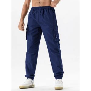 Pantalon cargo décontracté pour homme, coupe slim, léger, respirant, écologique, 100% coton, taille élastique, délavage acide - Product Image 6