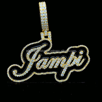 Pendentif personnalisé en émail noir coloré avec lettre, plaqué or, diamant, bijoux de fête hip-hop