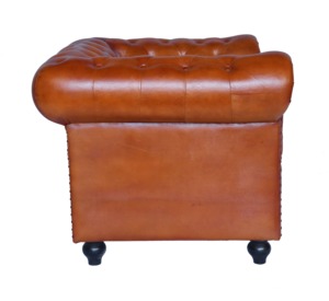Hot Sale Genuine Leather Square Single Seater Sofa Cognac Sofa Set Modern Luxury Design Furniture Hotel Use Wholesale Price - Product Image 2