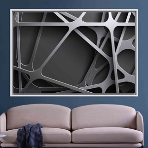 Abstract Metallic Lines Printed <b>Canvas</b> Art: Modern Wall Decor,WHITE <b>FRAMED</b> <b>CANVAS</b> - Product Image 1