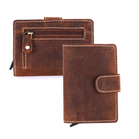 Dompet Kulit Pria dengan Kantong Koin Ber-resleting dan Tempat Kartu, Dompet Lipat Kompak untuk Uang Tunai, Kartu, KTP, Perjalanan dan Penggunaan Sehari-hari, Warna Cokelat