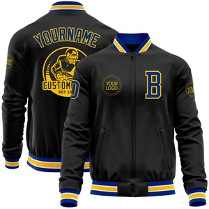 Personalizado negro real-amarillo bombardero Varsity Letterman cremallera chaqueta cortavientos Streetwear vintage hombres Varsity chaqueta - Product Image 1