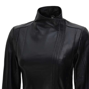 Chaqueta de cuero personalizada para mujer/Chaqueta de cuero bomber para mujer en marrón/Chaqueta de cuero para moto - Product Image 4
