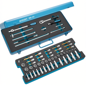 Hazet 58-Piece 3/8'' <b>12</b>-<b>Point</b> Square <b>Socket</b> Set with Traction Profile and Knurling - Product Image 2