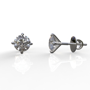 Avarta 18K Oro Blanco 50 Centavos Cada Moissanite Solitaire Pendientes Unisex Stud - Product Image 4