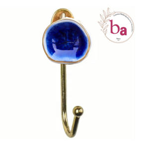 Patère en céramique craquelée peinte à la main en or marocain avec boutons élégants - Product Image 1